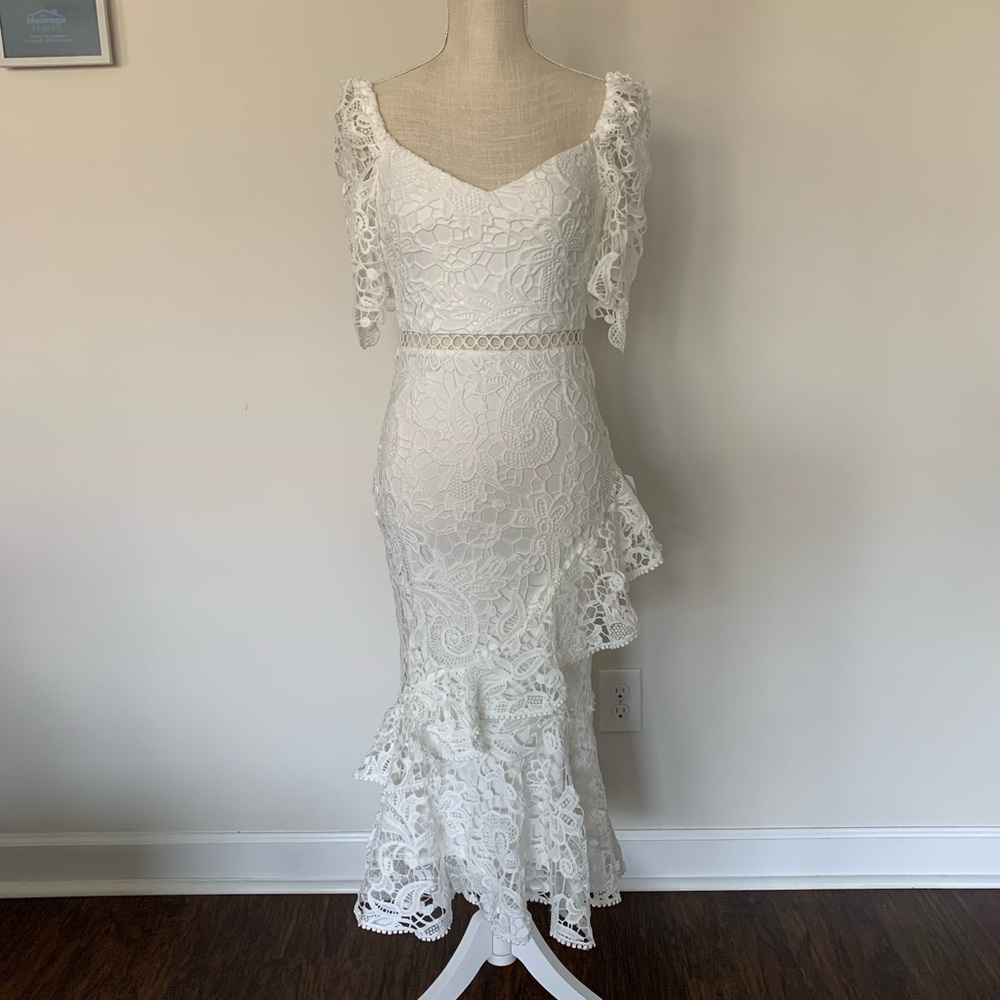 Lulus White Lace Midi Dress